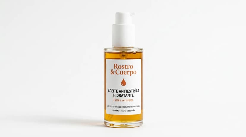 Aceite antiestrías hidratante con diseño de marca blanca profesional